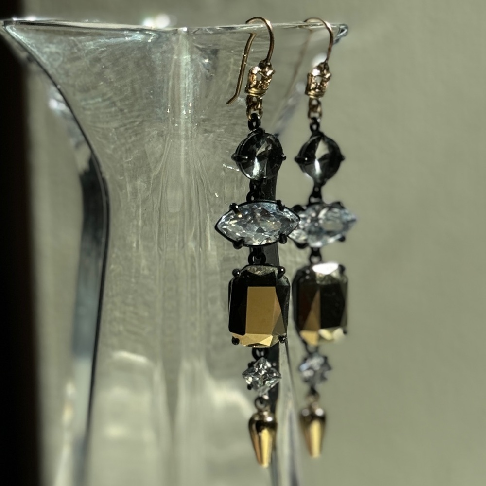 Gold-Tone Mixed Stone Linear Drop Earrings
